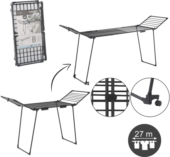 Séchoir à linge Diana avec deux porte-chaussettes, longueur réglable