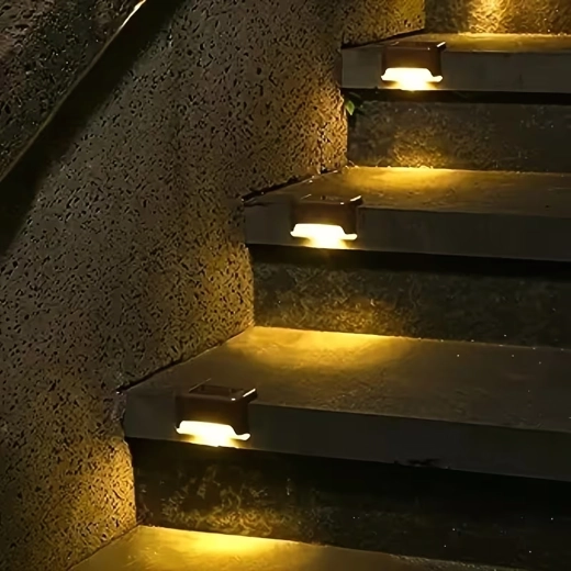Lampes solaires LED pour escaliers, terrasse et jardin, étanches, lot de 4 pièces