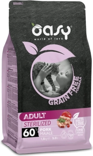 Oasy Grain Free stérilisé porc 1,5 kg
