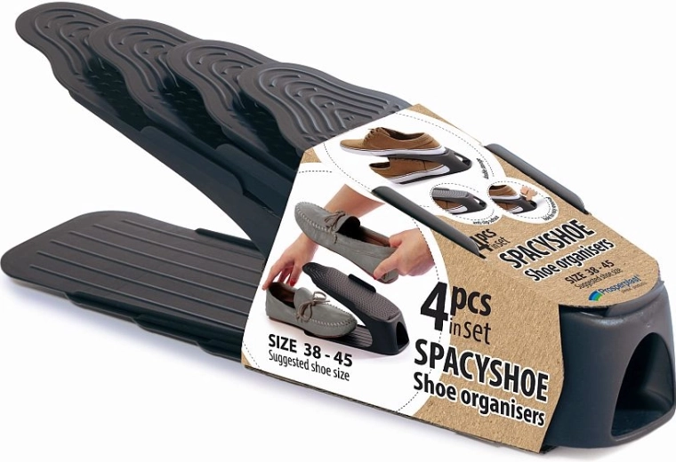 Lot d’organiseurs à chaussures Prosperplast Spacyshoe, anthracite, 4 pcs