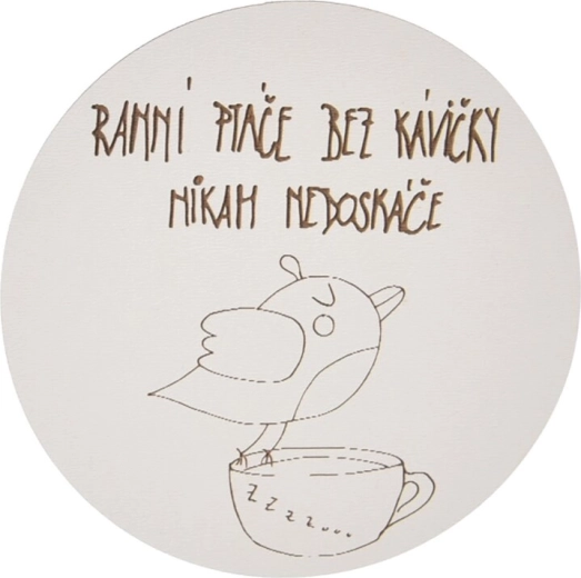 Sous-verre en bois avec motif « Oiseau du matin », 10 cm