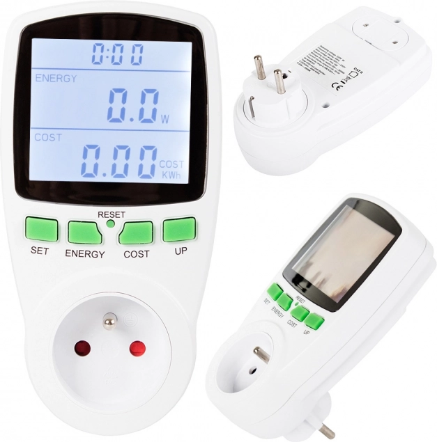 Wattmètre à prise avec écran rétroéclairé pour la mesure de la consommation