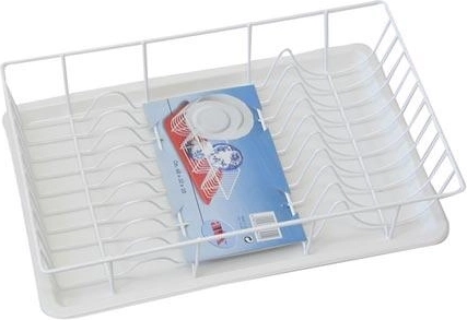 Égouttoir à vaisselle avec plateau en plastique 48 × 32 cm, blanc