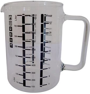 Verre doseur de cuisine en verre borosilicaté 1 L haut
