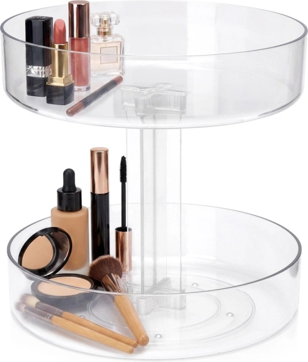 Organisateur rotatif à deux niveaux pour cosmétiques 21 × 21 × 21,5 cm