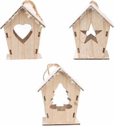 Petit chalet suspendu en bois avec éclairage LED – brun
