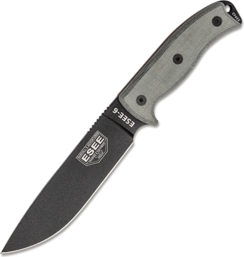 Couteau universel ESEE 6P OD avec lame noire et manche en micarta