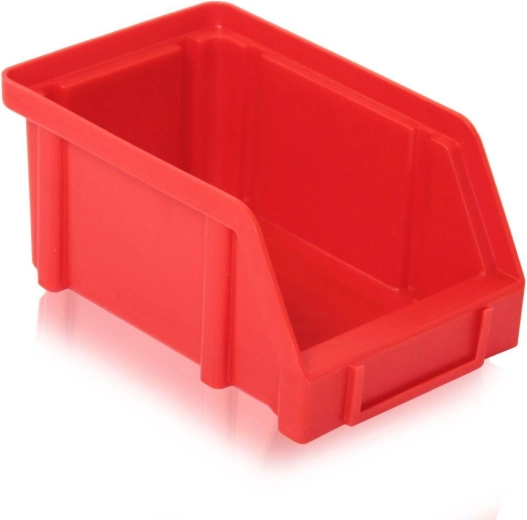Bac de rangement biseauté en plastique, rouge, 150 × 100 × 70 mm, charge 5 kg