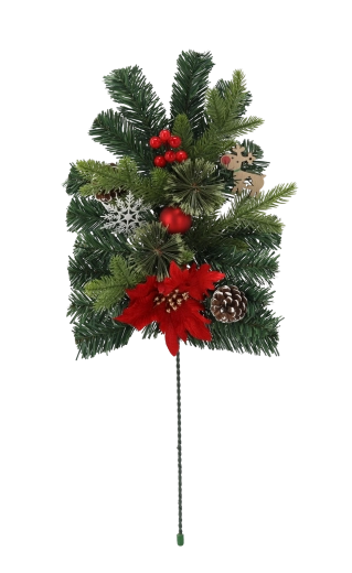 Branche décorative de Noël avec poinsettia 60 cm rouge