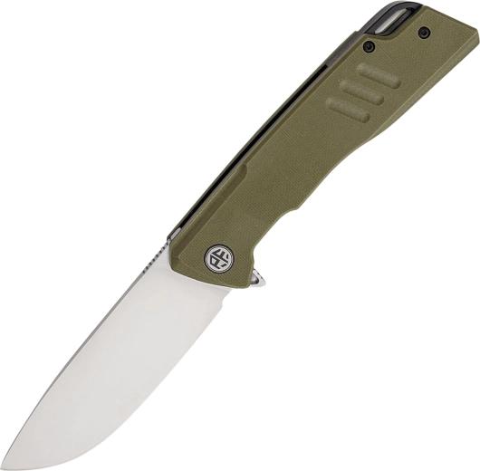 Petrified Fish Loco couteau de poche 9,4 cm, satin, G10 vert