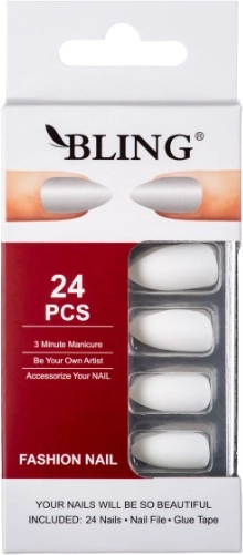 Ongles artificiels, BLING Fashion Nail Tips (24 pcs) - blancs, mats