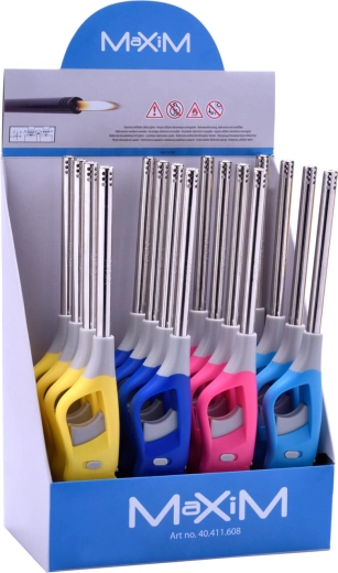 Briquet flamme rechargeable MAXIM 26,5 cm – assortiment de couleurs