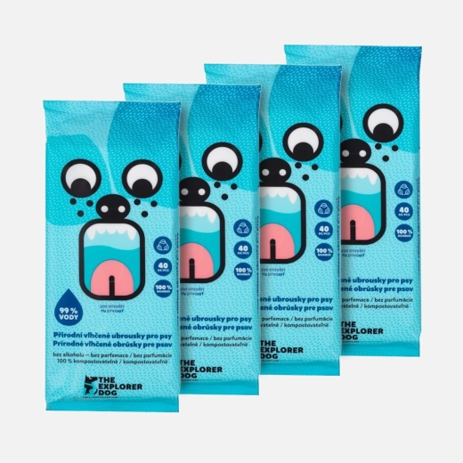 Explorer Dog lingettes humides naturelles pour chiens 4 × 40 pièces