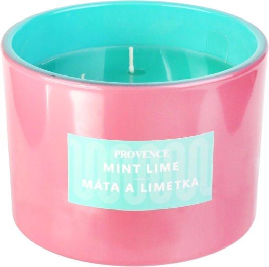Bougie parfumée en verre rose/turquoise 292 g
