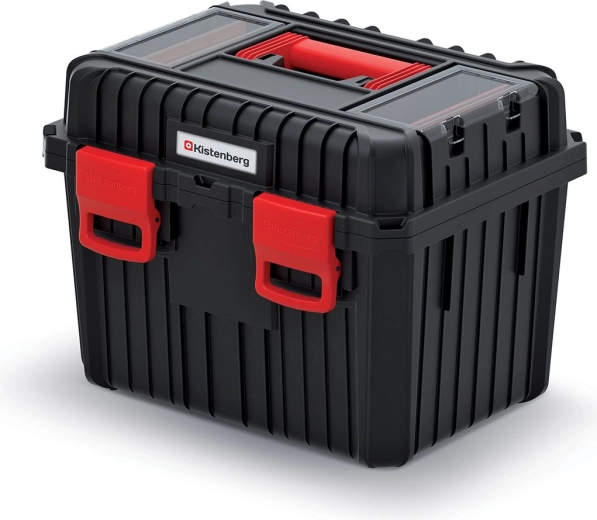 Mallette à outils Heavy noire 445 × 360 × 337 mm avec compartiments dans le couvercle
