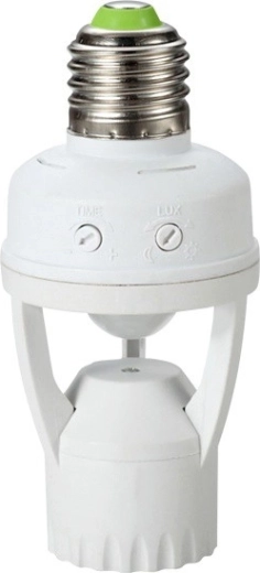 Douille E27 pour ampoule avec capteur PIR de mouvement et de crépuscule 360° MACLEAN