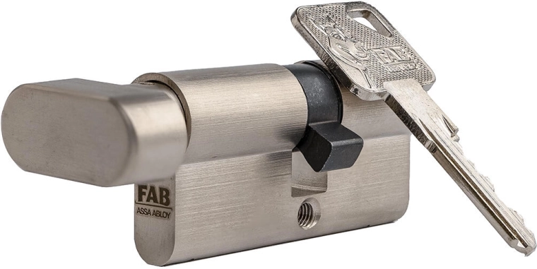 Cylindre de sécurité à bouton FAB 3 HOME 30/35, nickel, 6 clés, classe 3
