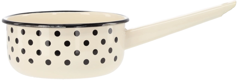 Casserole émaillée avec manche 1,5 l, 16 cm, blanche à pois