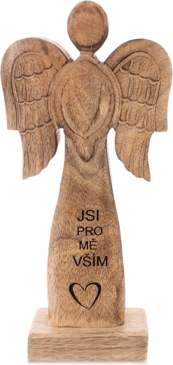 Statuette d’ange en bois de manguier 30 cm