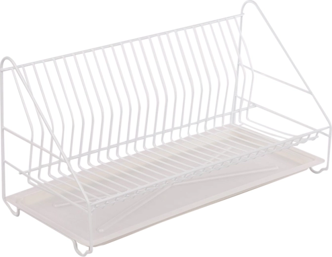 Égouttoir à vaisselle Metpol à un niveau 50 cm blanc avec bac d’égouttage
