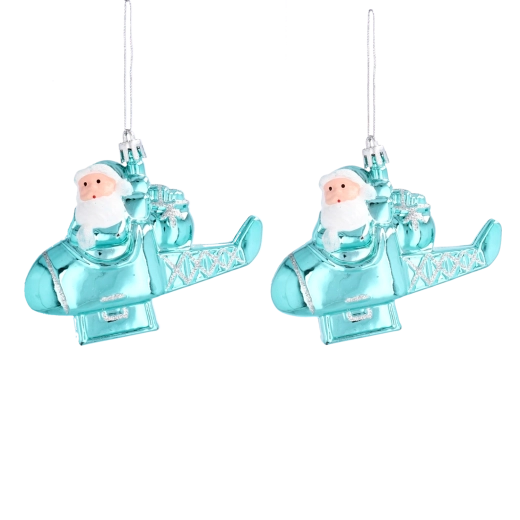 Décorations de Noël suspendues Père Noël en avion, lot de 2 pièces