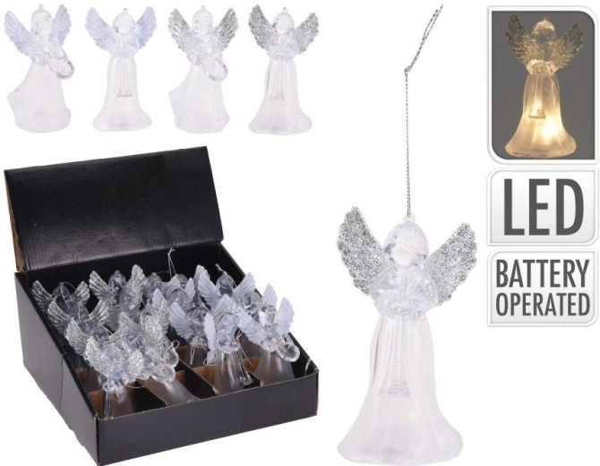 Décoration LED suspendue ange 11,5 × 6,5 × 6,5 cm