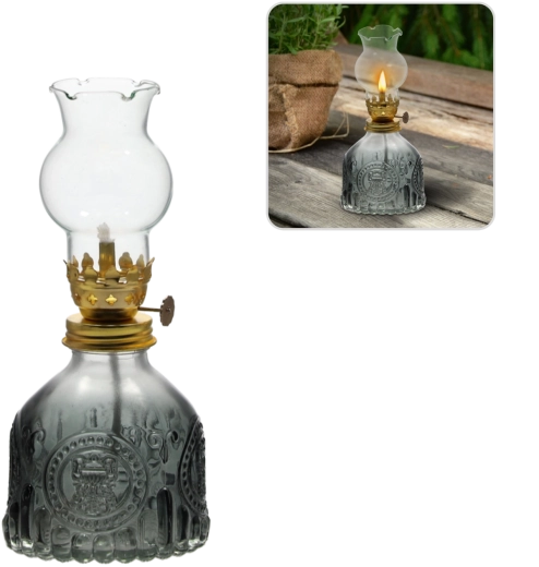Lampe à pétrole en verre 17,5 cm