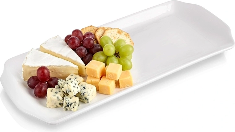 Assiette de service en porcelaine MONA, blanche, 36 × 15,5 × 2,3 cm