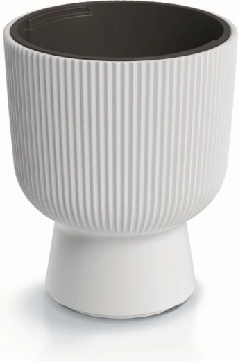 Pot de fleurs rainuré avec insert Milly 39 cm – blanc