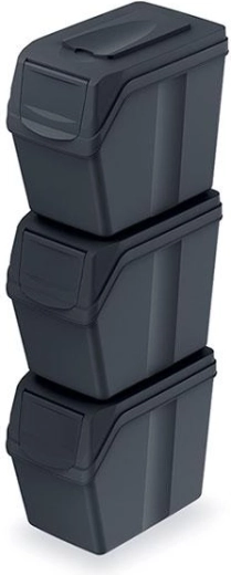 Ensemble de bacs de tri Sortibox, 3×20 l, anthracite