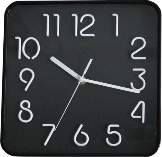 Horloge murale 25,3 × 25,3 cm avec cadran 3D – noir