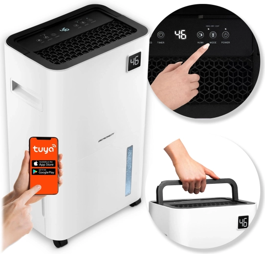 Déshumidificateur d’air à compresseur BERDSEN 20 l avec Wi‑Fi, blanc