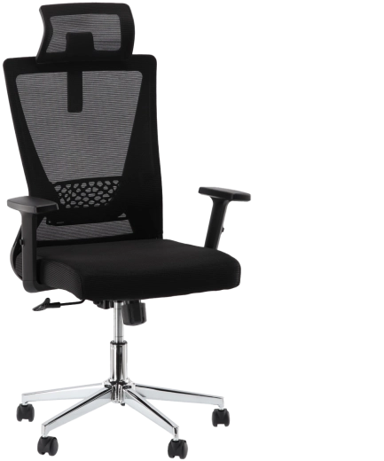 Chaise de bureau ergonomique Liono avec appui-tête et dossier en maille
