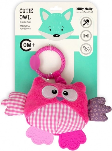 Chouette suspendue en peluche Milly Mally Cutie owl rose - 1 pièce