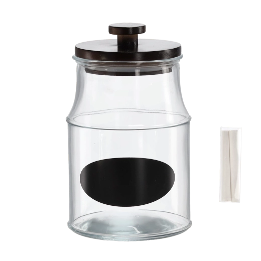 Bocal 2,6 l avec couvercle en bois, étiquette et craie