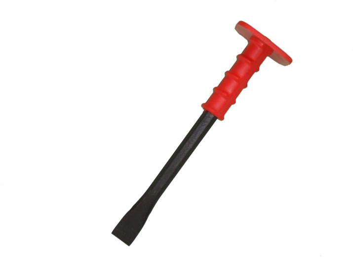 Burin plat de tailleur de pierre avec protège-PVC 300 mm