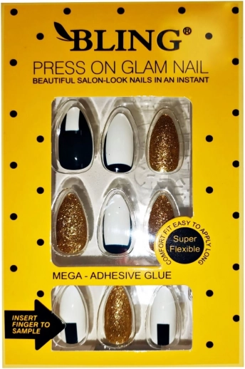 Ongles artificiels, Tips BLING (24 pcs) - glamour, design VII
