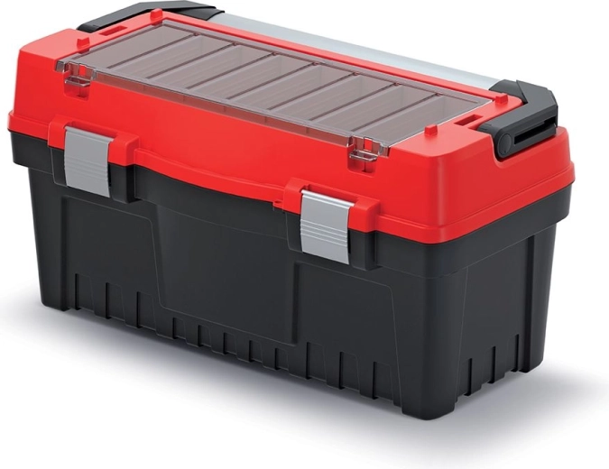 Coffre à outils EVO avec poignée et verrous métalliques, 59 × 28,8 × 30,8 cm, rouge