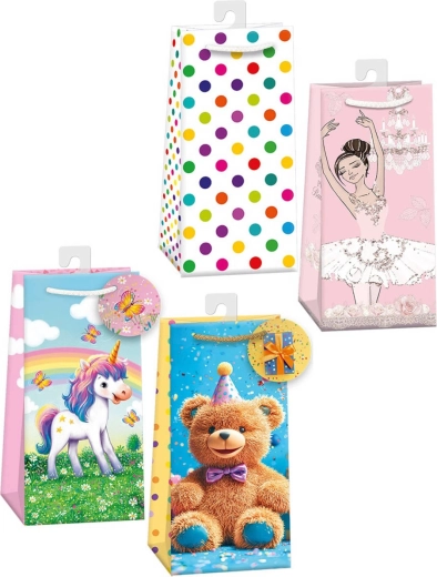 Sac cadeau en papier Argus 10 × 22 × 6 cm, motifs assortis - 1 pièce