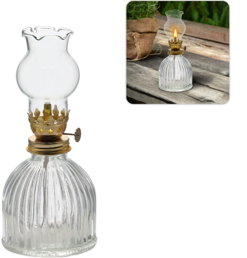 Lampe à pétrole en verre 7,7 × 7,7 × 17,5 cm