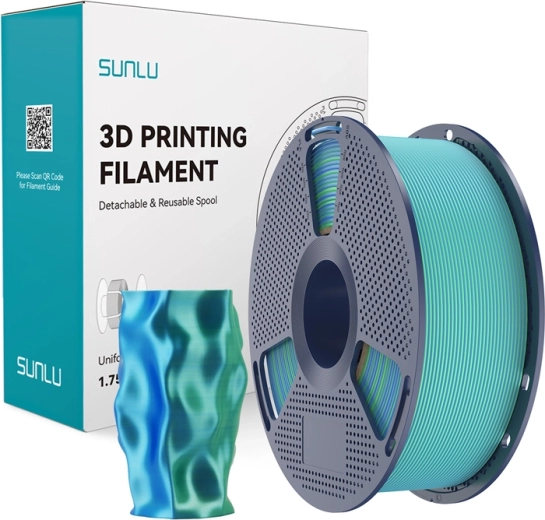 Filament Sunlu PLA+ Silk bicolore bleu-vert