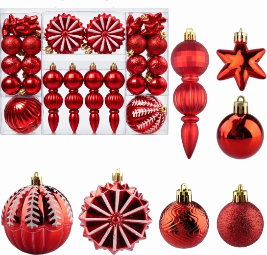 Décorations de Noël brillantes et incassables, set de 52 pièces