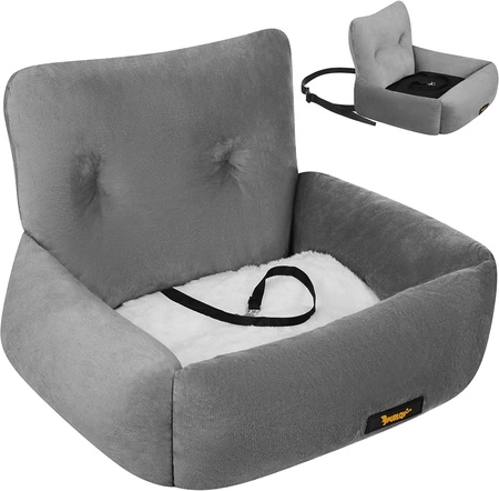 Siège auto pour chien PURLOV S, 44 × 35 × 30 cm, gris