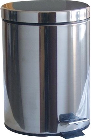 Poubelle à pédale 12 L ronde inox avec seau intérieur en plastique