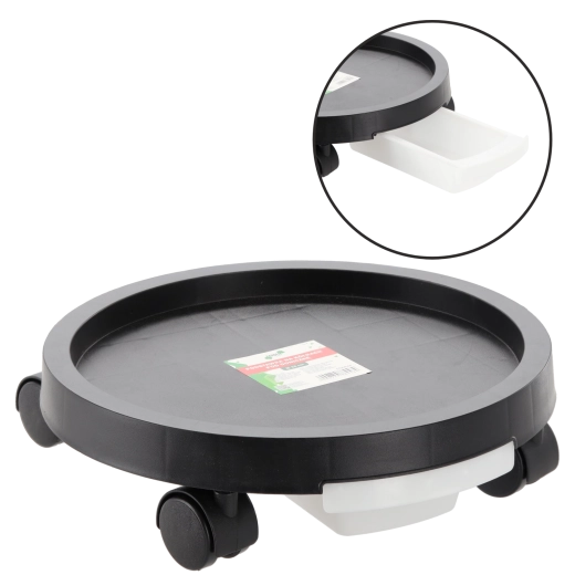 Socle rond roulant pour pot de fleurs 40 cm avec soucoupe d’égouttage