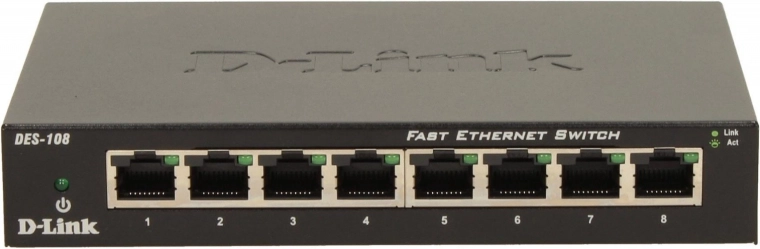 Switch Fast Ethernet D-Link DES-108 à huit ports, boîtier métallique