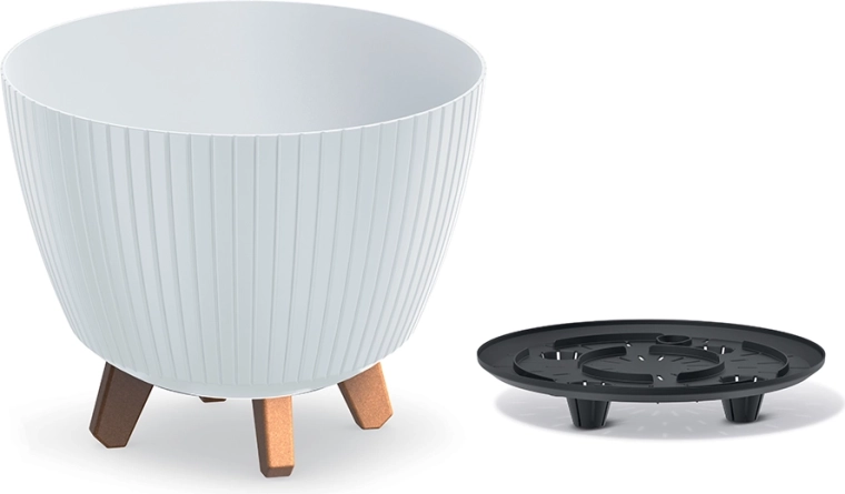 Cache-pot Lamia 28,8 cm blanc – cache-pot moderne en plastique pour fleurs