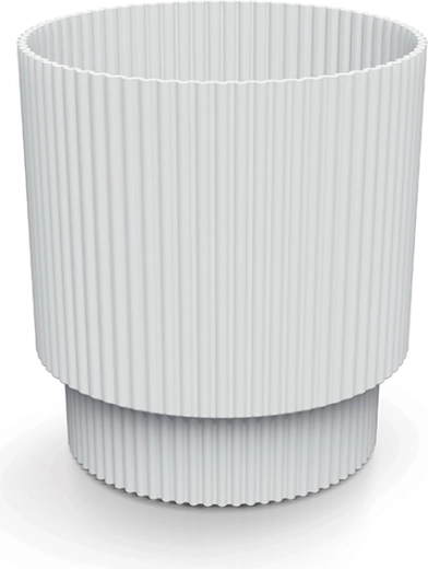 Cache-pot Milly 12,8 cm blanc – cache-pot plastique moderne à rainures