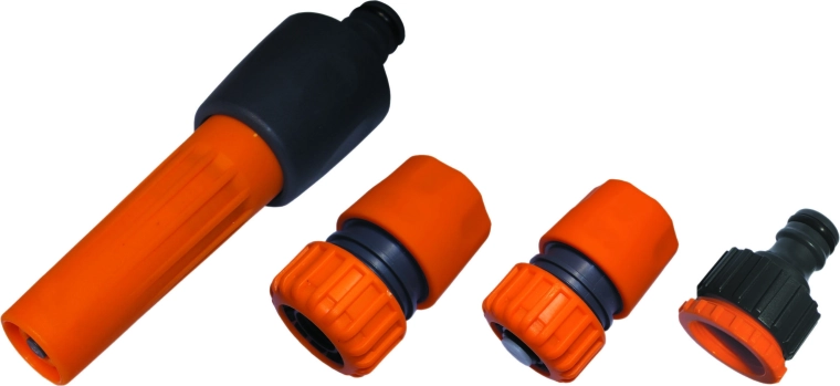 Ensemble d’accessoires pour tuyaux d’arrosage 5 pièces 1/2" et 5/8" avec buse réglable et raccords rapides