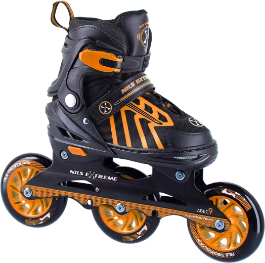 Rollers en ligne NILS Extreme à trois roues de 100 mm, orange - taille 29-33